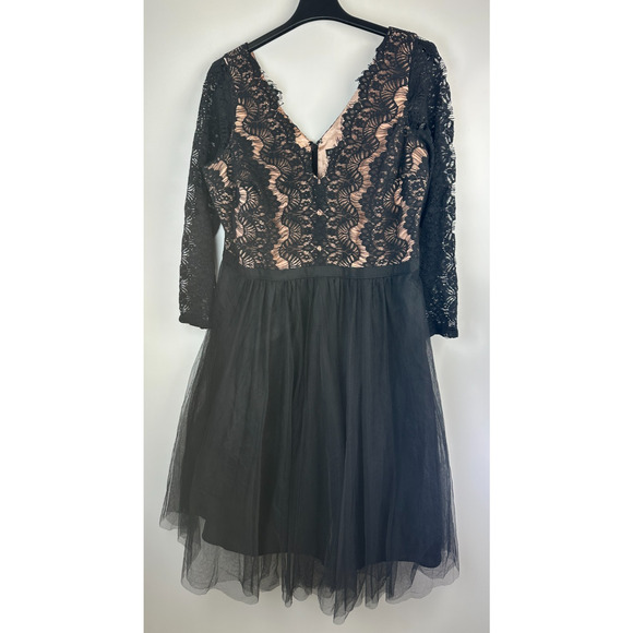 City Chic Rare Beauty Dress Lace Fit & Flare Black A Line Tulle XL Plus Size 22 - Picture 2 of 16